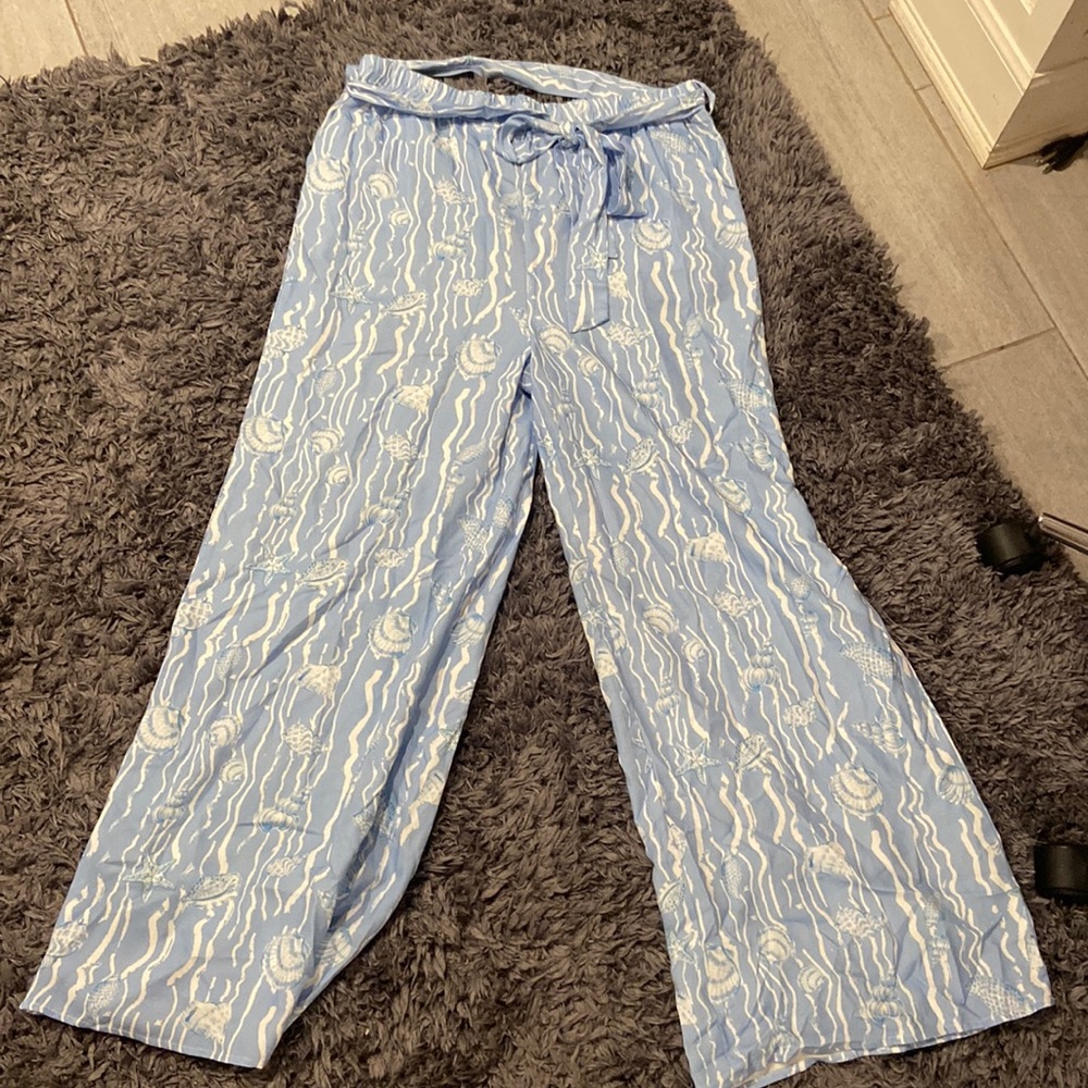 Ocean print tie pants